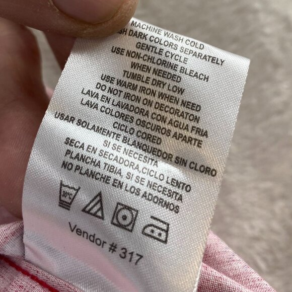 Lee Men's Shirt M Red Fishbone Print Regular Fit 100% Cotton Short Sleeve Button - Picture 8 of 11